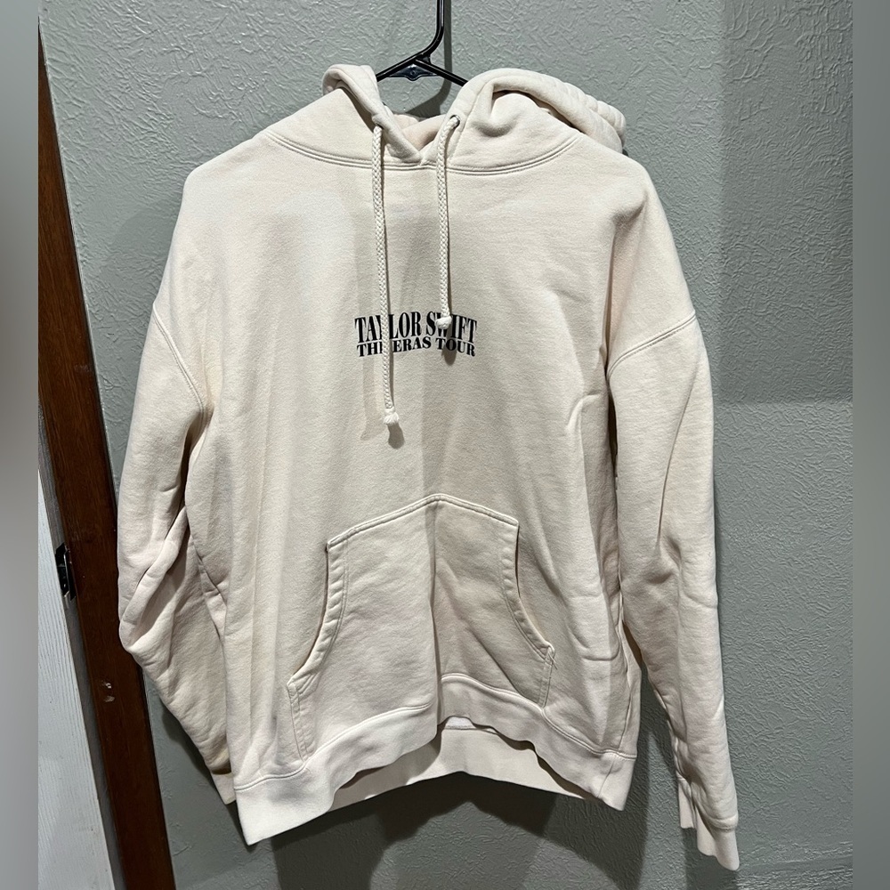 Taylor Swift Cream Pullover Hoodie with Logo The Eras Tour Size L - Picture 1 of 4